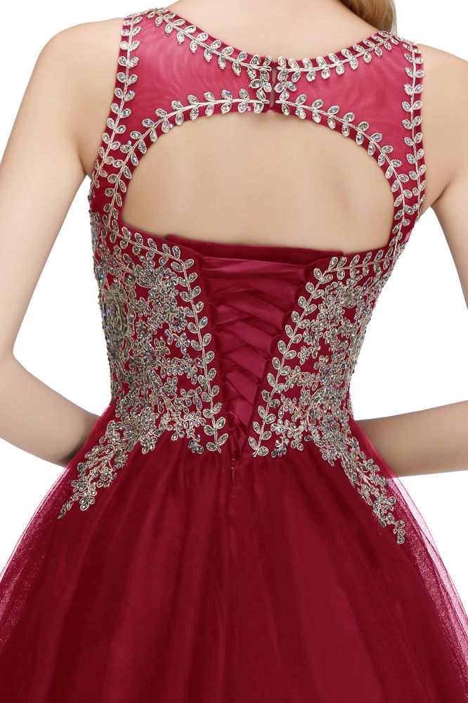 Ärmelloses Aline-Cocktailpartykleid mit funkelnden Perlen