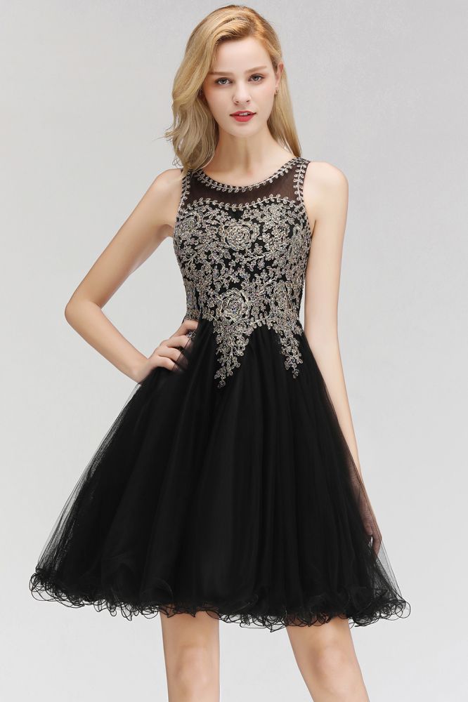 Ärmelloses Aline-Cocktailpartykleid mit funkelnden Perlen