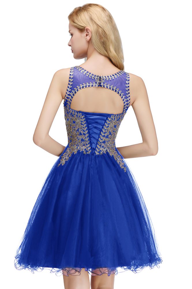 Ärmelloses Aline-Cocktailpartykleid mit funkelnden Perlen