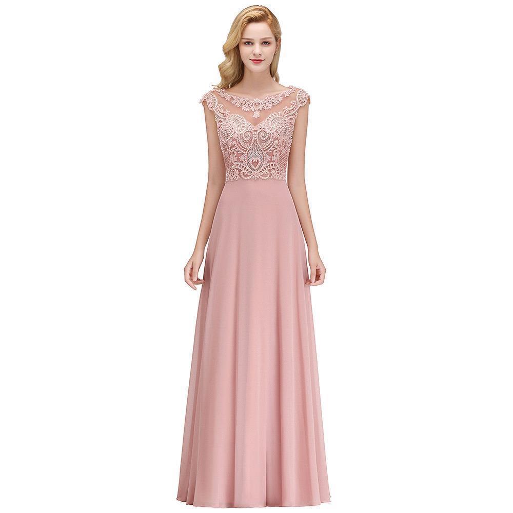 Ärmelloses Aline-Abend-Maxikleid mit Perlenbesatz, Rundhalsausschnitt, Partykleid, bodenlang