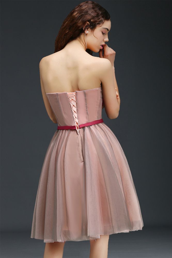 Vestido de princesa de tul sin tirantes hasta la rodilla para regreso a casa