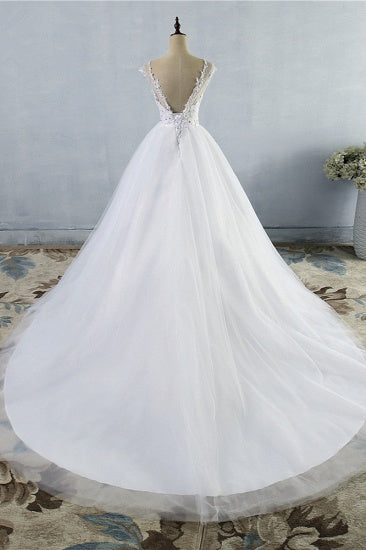 Trägerloses Prinzessinnen-Brautkleid, ärmellos, Brautkleider, weinende Schleppe