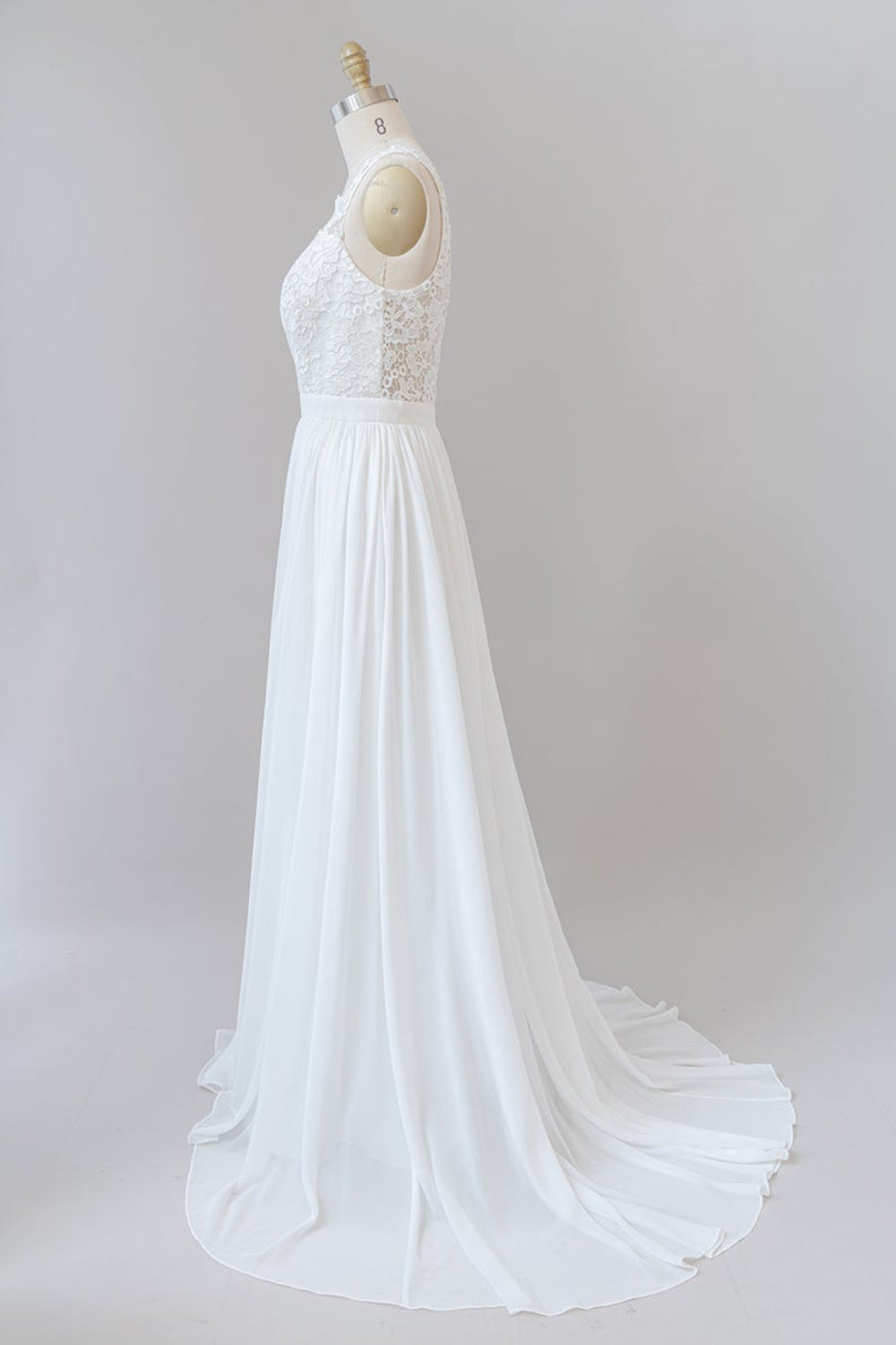 Träger Spitze A-Linie Boho Brautkleid