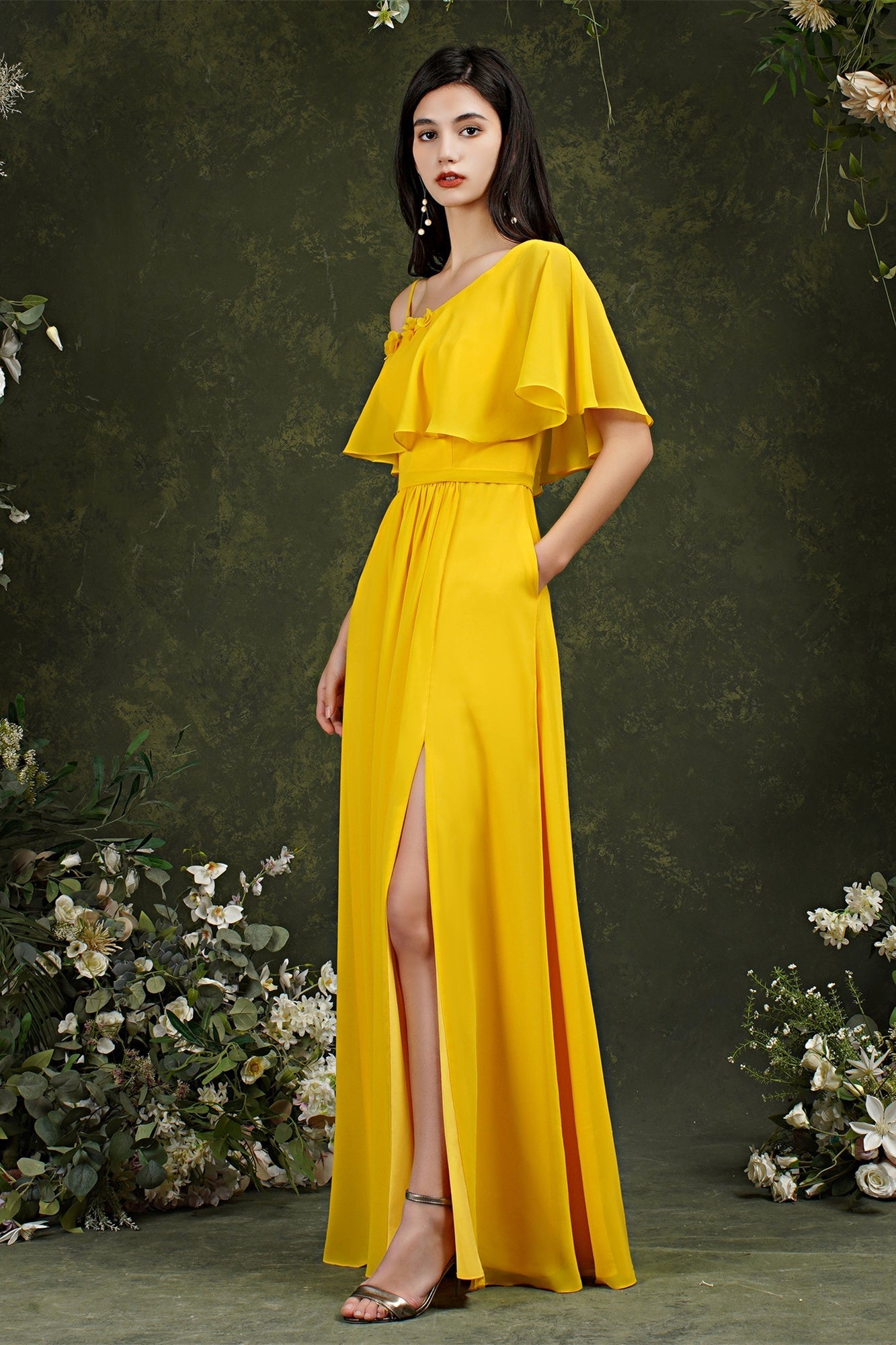Stylish Split Front One-shoulder Tulle Aline Prom dress