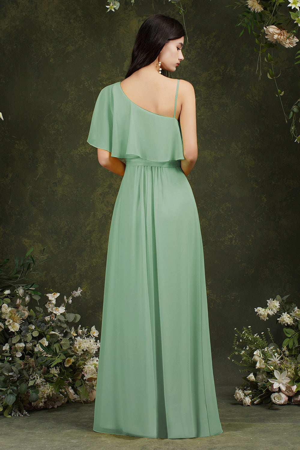 Stylish Split Front One-shoulder Tulle Aline Prom dress