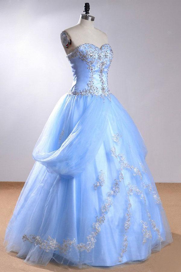 Sweetheart Sleeveless Light Blue Beading Wedding Dress With Beading WD169