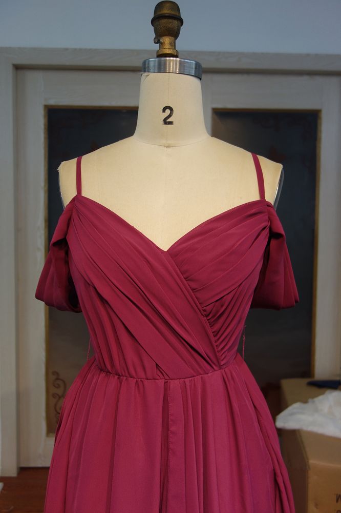 Sweetheart Spaghetti A-line Floor Length Ruffled Chiffon Prom Dresses with Bow Sash