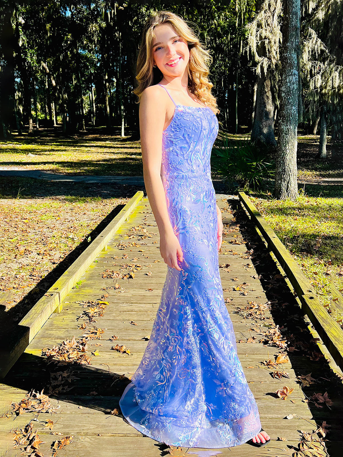 Sylvia | Meerjungfrau Spaghettiträger Lila Spitze Pailletten Lange Ballkleider