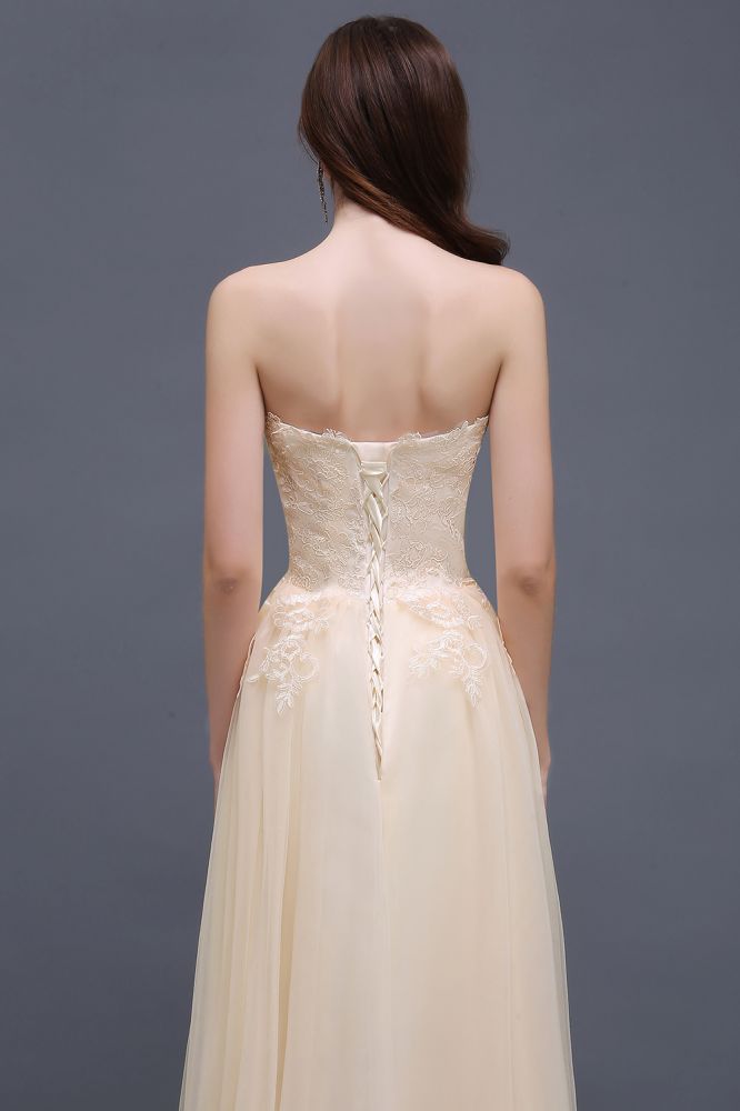 Tulle Aline Floor Length Appliques Prom Dress