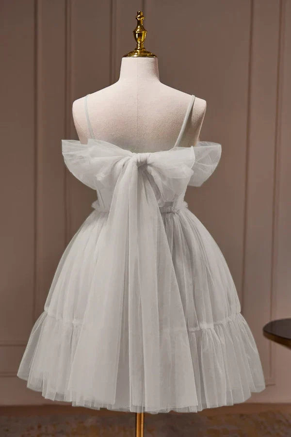 Rosa | Spaghetti Straps Tulle Lace Appliques Short Prom Dresses With Bow