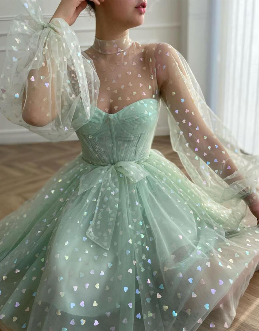 Gemma | Vestido de fiesta con corsé en forma de A y mangas