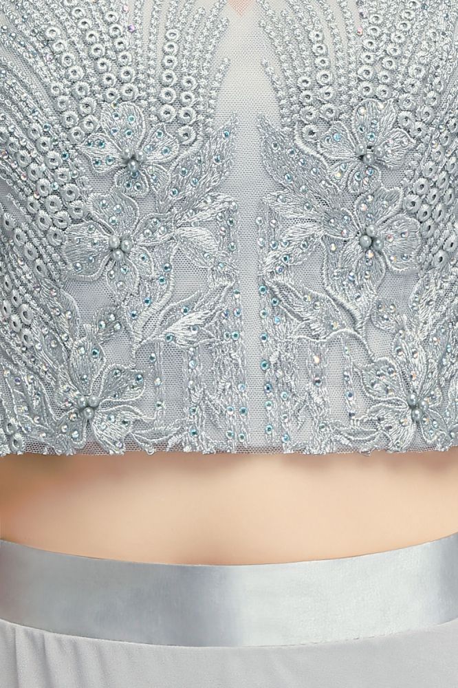 Two-piece Floor Length Appliqued Chiffon Prom Dresses