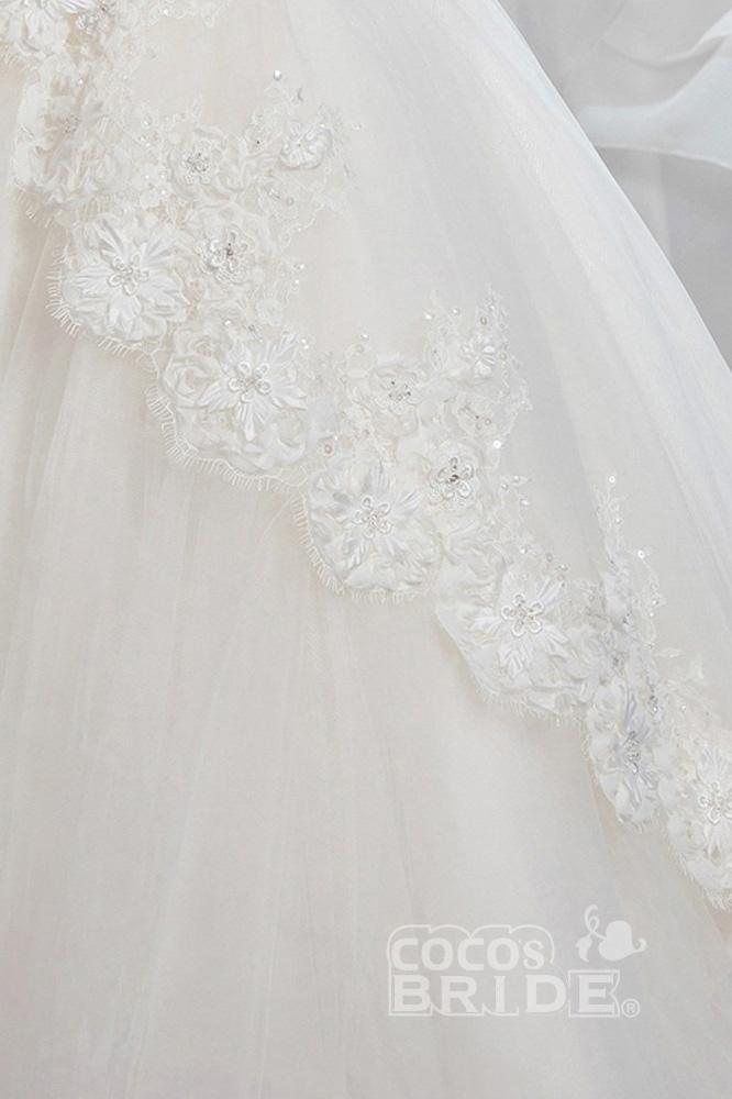 Vestido de fiesta blanco con hombros descubiertos y mangas 1/2 para niñas de flores