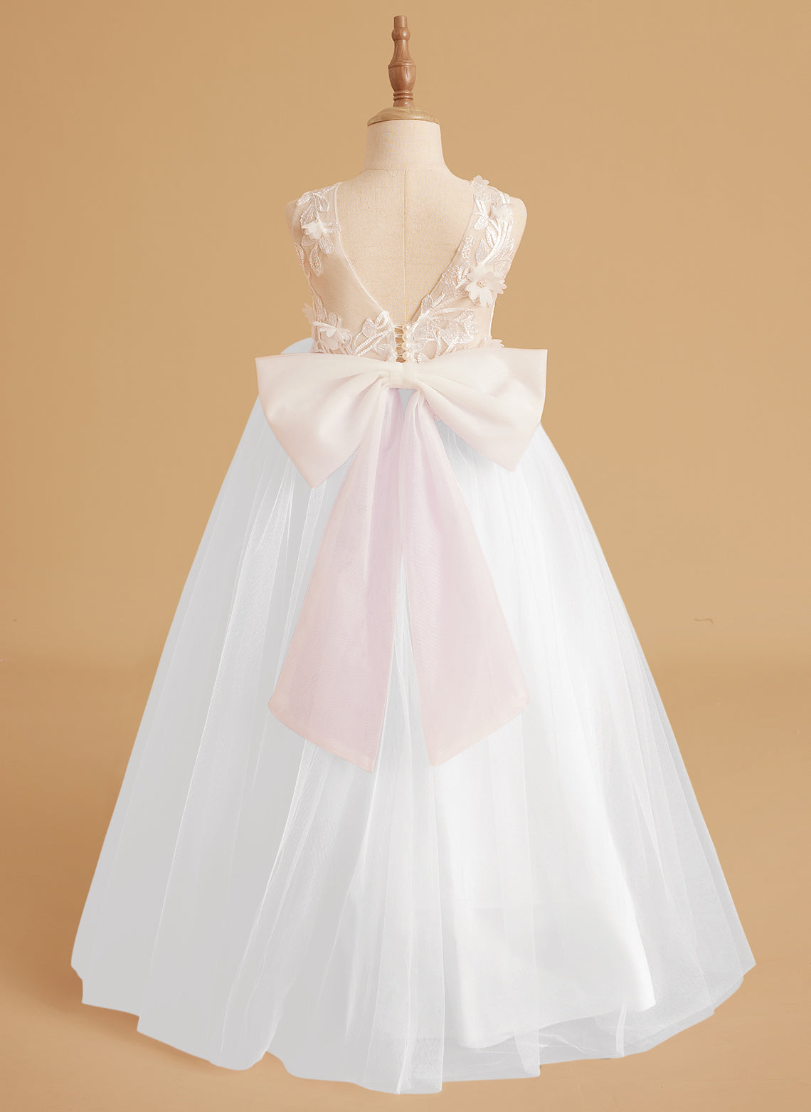 Dream Princess Sleeveless Detachable Train Flower Girl Dress