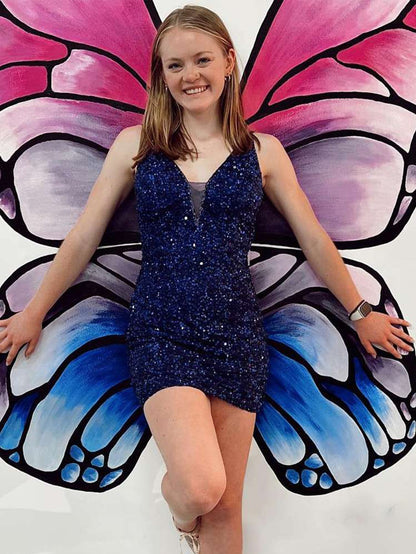 Kerensa | Vestido de fiesta con escote en V y lentejuelas