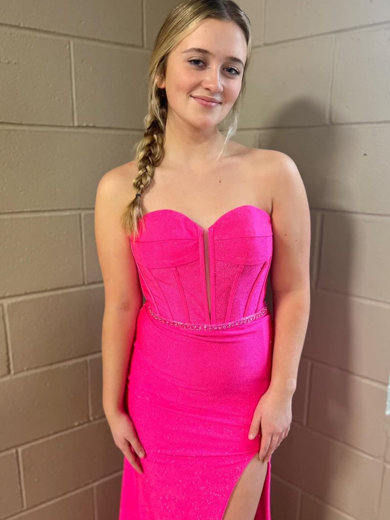 Mermaid Strapless Tight Long Prom Dress With Slit