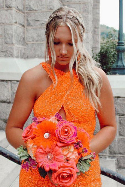 Melany | Vestido de fiesta ajustado con lentejuelas, espalda descubierta, color turquesa brillante