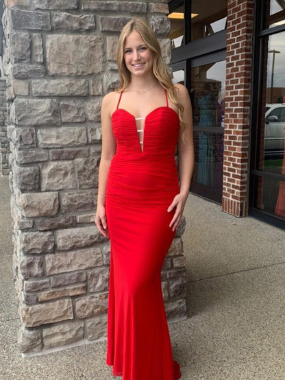 Rotes, herzförmiges, rückenfreies, langes Meerjungfrau-Ballkleid mit Cut-outs