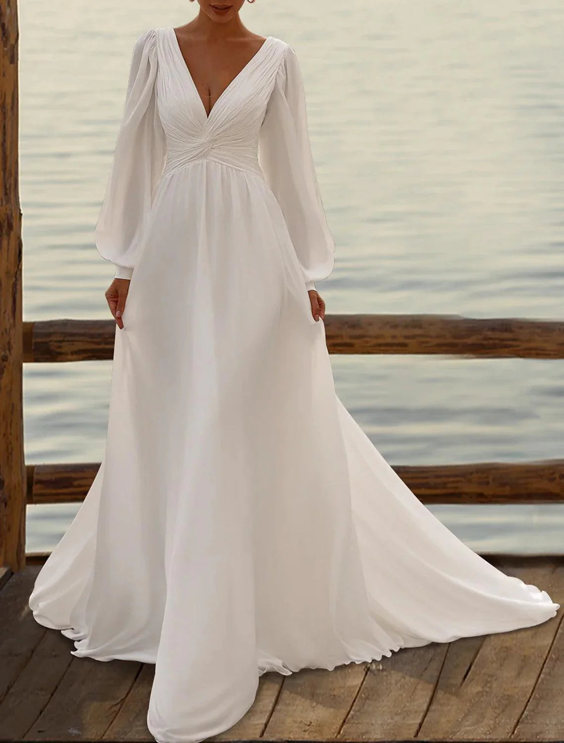 Vestidos de novia de corte A, camisola, sin mangas, hasta la rodilla, de gasa, con pliegues, sencillos.