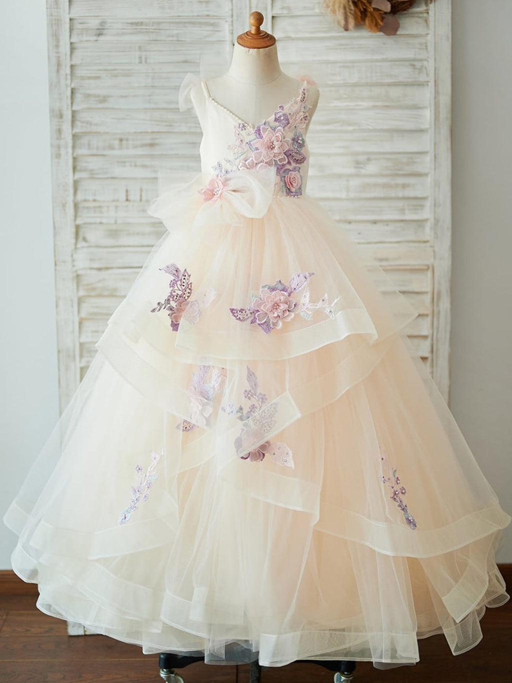 Duchesse-Linie/Princess-Linie Bodenlanges Satin-Tüllkleid 