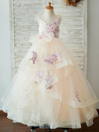 Duchesse-Linie/Princess-Linie Bodenlanges Satin-Tüllkleid 