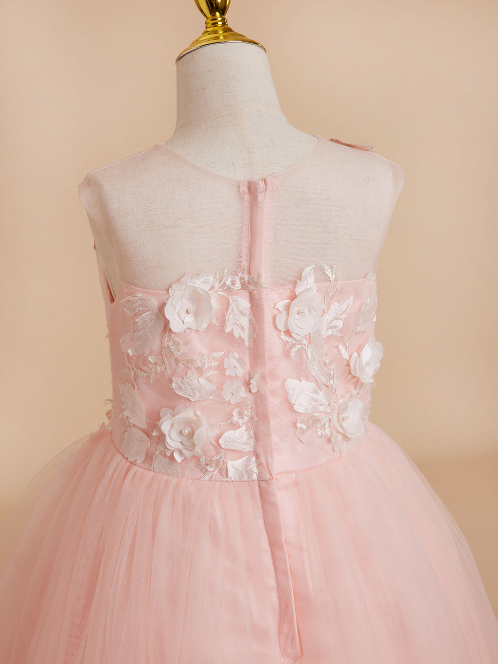 Duchesse-Linie/Princess-Linie Tüll Asymmetrisch Rosa Blumenmädchenkleid 