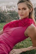 One-Shoulder Floral Embellished Prom Dress