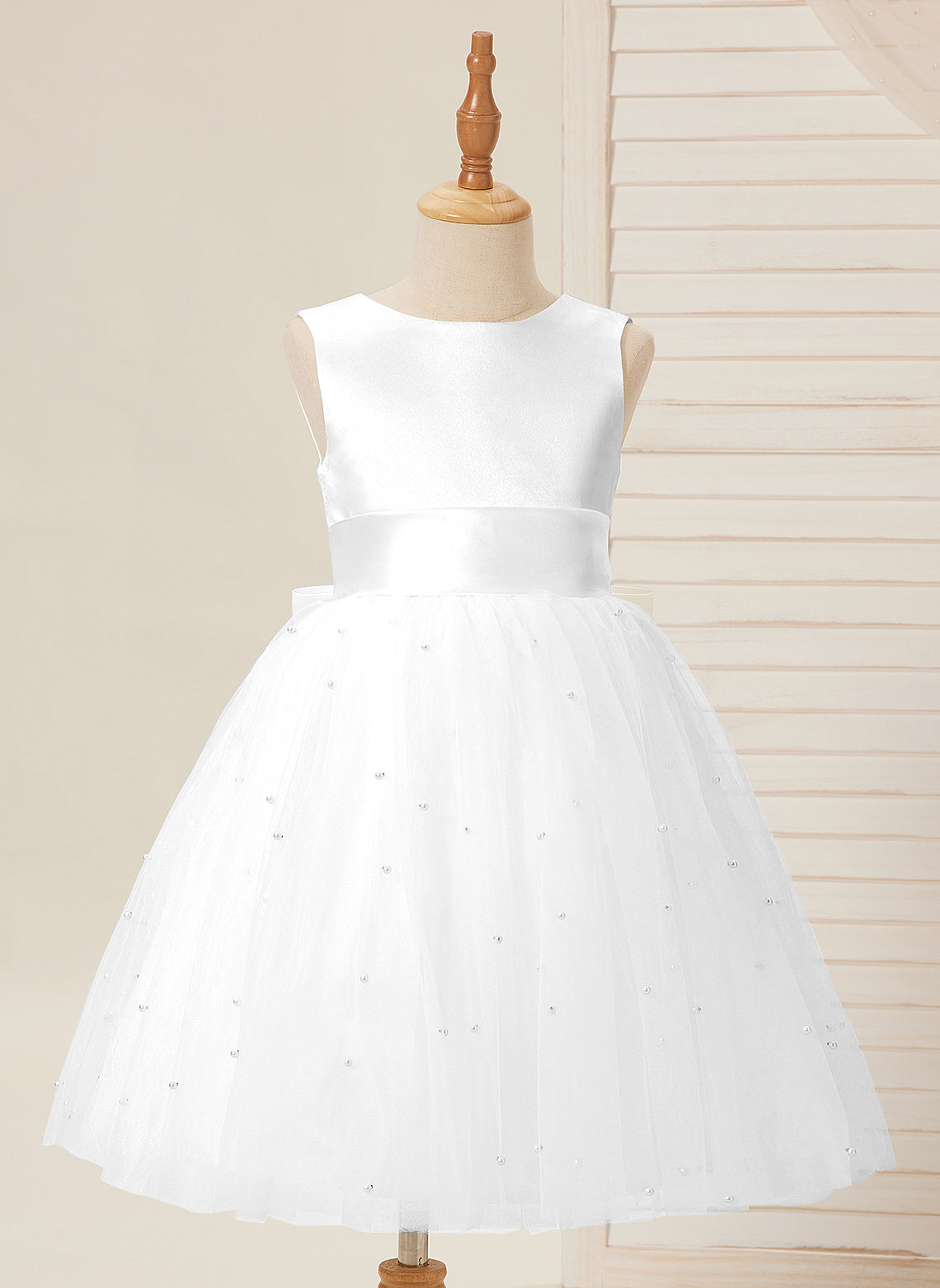 Duchesse-Linie/Princess-Linie Satin Tüll Knielang Blumenmädchenkleid 