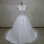 Scoop Lace Applique A Line Wedding Dresses Sleeveless Illusion Tulle Boho Bridal Gown Vestido De Noiva-payinti