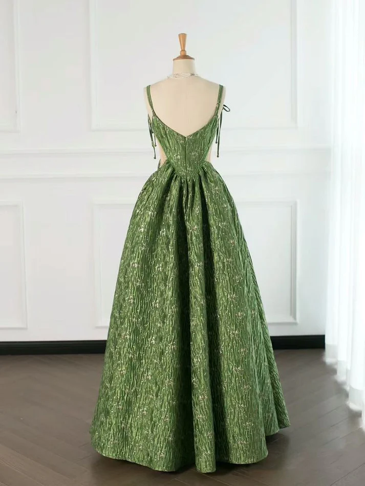 Vestido de noche verde vintage con tirantes finos, corte A, para fiesta de graduación, cumpleaños, Y7567