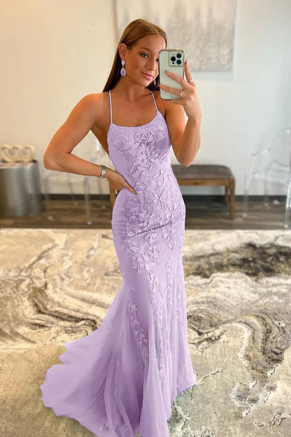 Lucille |Robe de bal sirène en dentelle à bretelles spaghetti