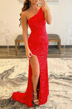 Aurelia | Langes Ballkleid mit glitzernden schwarzen Pailletten und Schlitz
