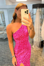 Aurelia | Langes Ballkleid mit glitzernden schwarzen Pailletten und Schlitz