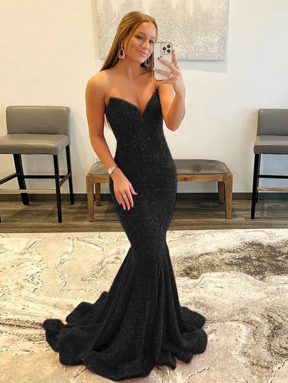 LAURYN | VESTIDO DE FIESTA DE SIRENA CON CUELLO CORAZÓN Y LENTEJUELAS