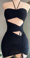 Schwarzes Outfit-Kleid, sexy, enges Kleid, Mini-Heimkehrkleid Y726