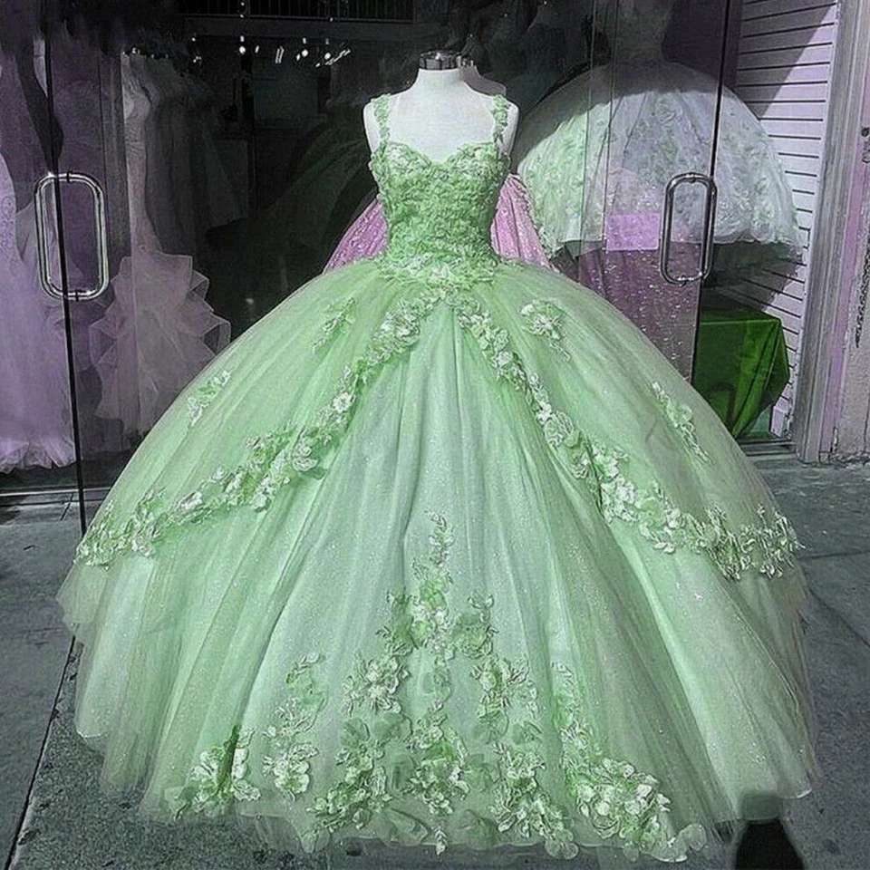 Elegante vestido de fiesta con apliques de tul para quinceañeras Y397