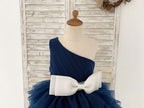 Vestido de niña de las flores de tul hasta la rodilla con corte en A