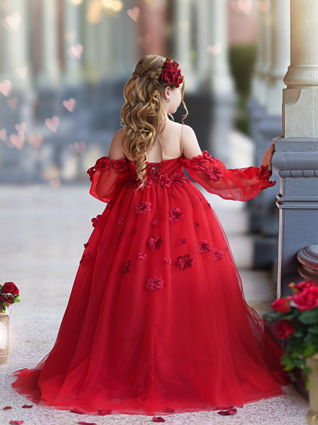 Vestidos de niña de las flores con vestido de princesa y flores en 3D