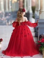 Vestidos de niña de las flores con vestido de princesa y flores en 3D