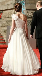 Elegantes weißes One-Shoulder-Tüll-Ballkleid, formelles Abendkleid Y8198