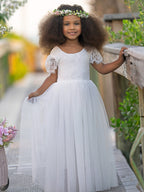 Vestido bohemio de encaje hasta los tobillos para niña de las flores