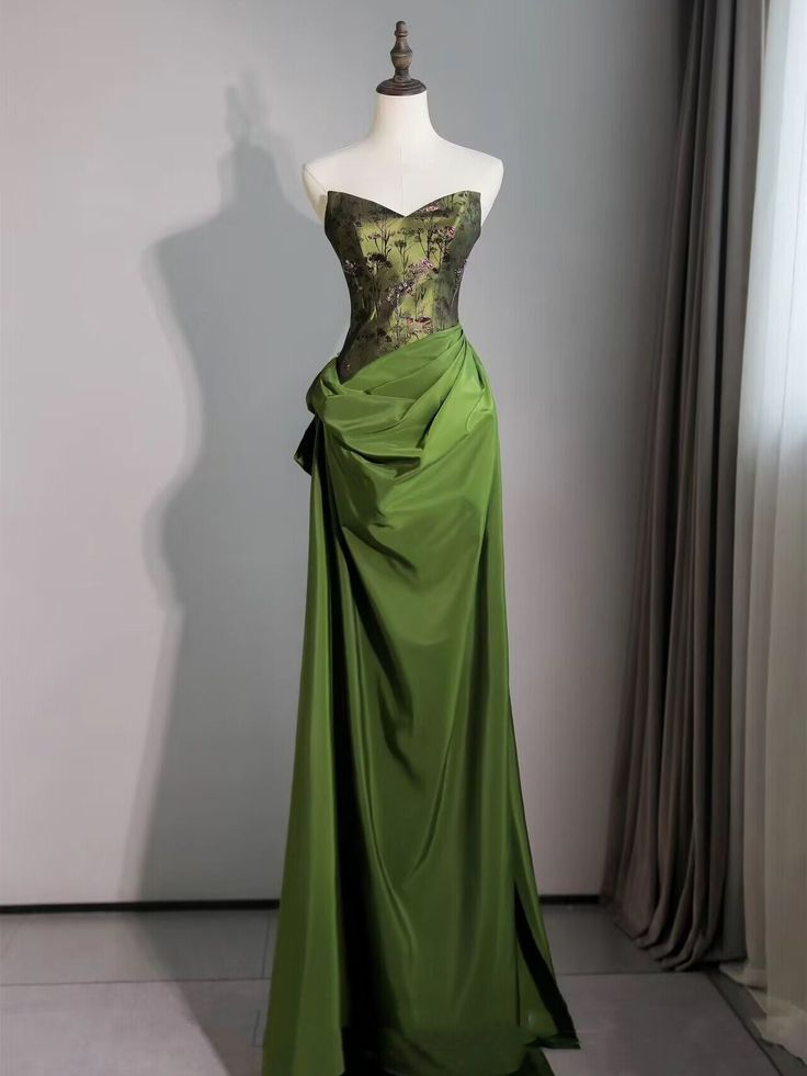 Vintage Sweetheart Grünes Etuikleid Meerjungfrau Ballkleid Langes Abendkleid Y7624