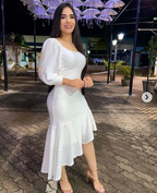 Vestido de fiesta blanco de manga larga, vestido de bienvenida blanco Y6833