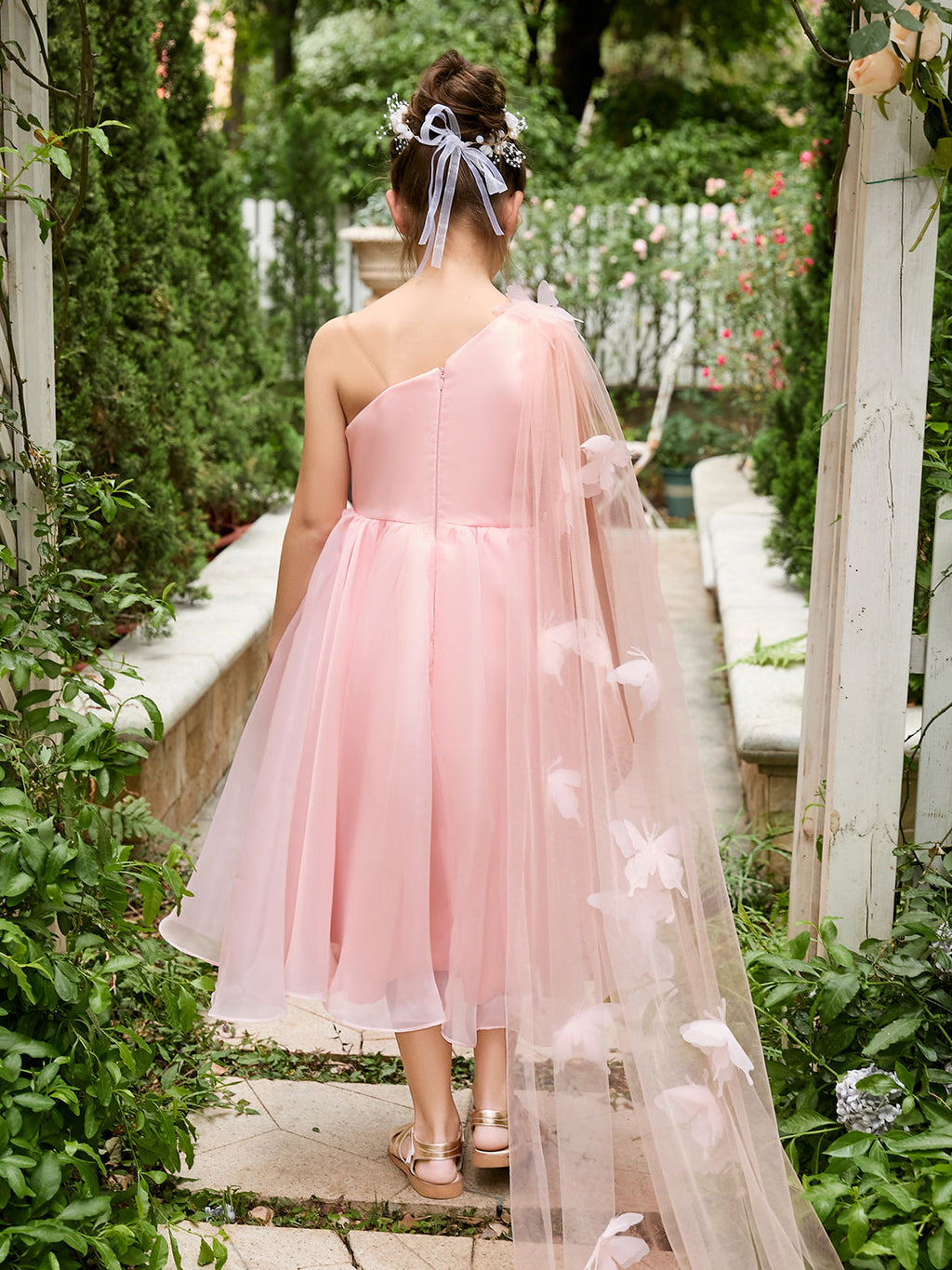 A-Linie Organza Tee-Länge Rosa Kleid (010220821) 