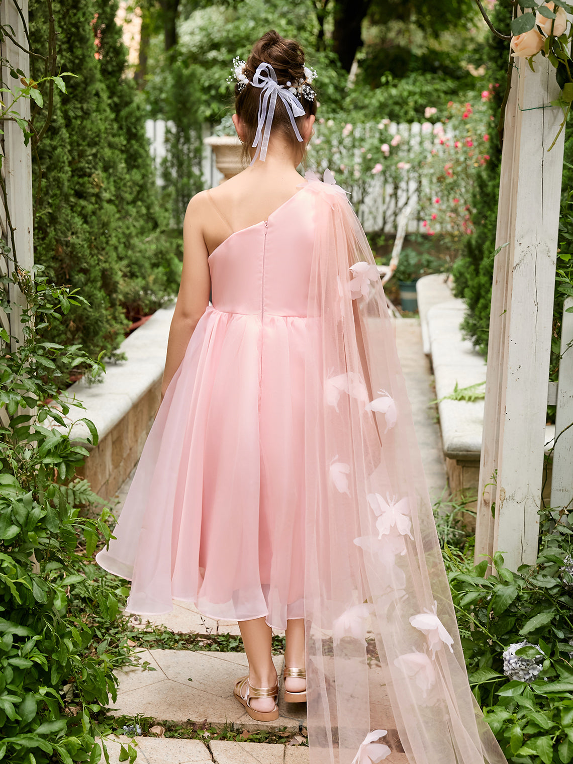 A-Linie Organza Tee-Länge Rosa Kleid (010220821) 