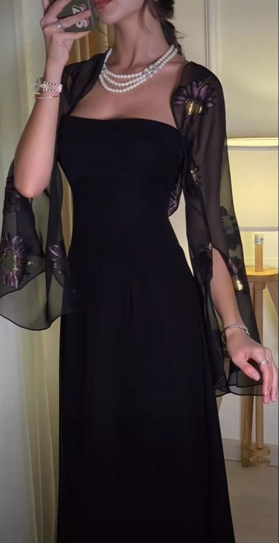 Elegante vestido de fiesta largo negro sin tirantes, corte A, vestido de noche formal Y7610