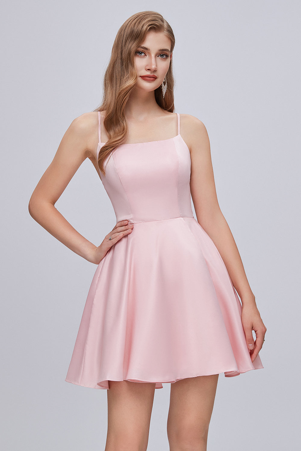 Spaghettiträger A-Linie Rückenfreies kurzes Homecoming-Kleid