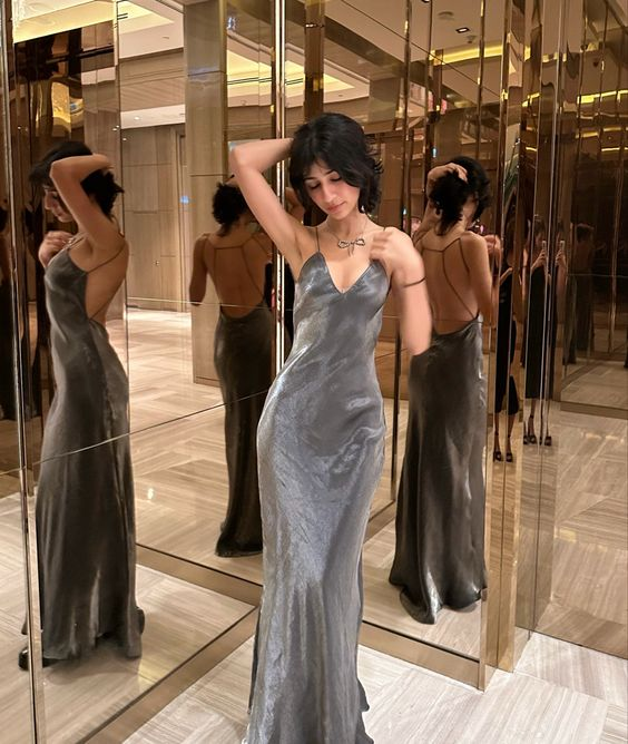 Vestido de noche largo con escote en V, nuevo estilo, vestido de fiesta moderno Y7389