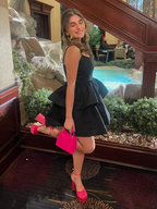 A-Linie Schwarzes Homecoming-Kleid, Kurzes Partykleid Y2069