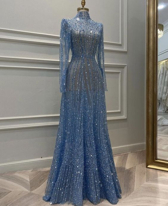 Vestido de noche musulmán de manga larga de ensueño, lujoso vestido de fiesta de compromiso midi de Dubái para mujer Y6899